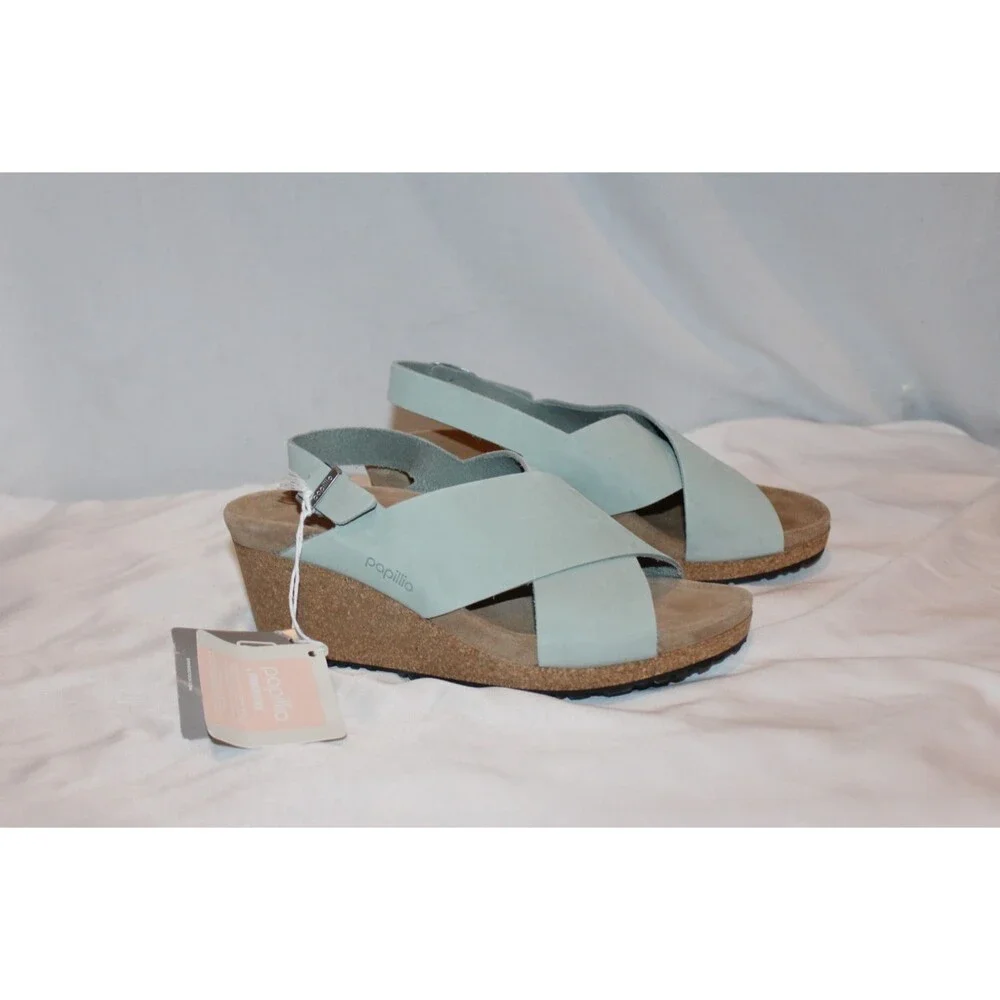 BIRKENSTOCK PAPILLIO SAMIRA NUBUCK LEATHER PURE SAGE GREEN EU 37 NARROW